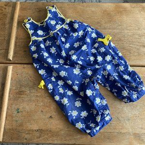 Boden Romper Daisy w/Pockets Yellow Bows Snap Closure Overalls Spring
